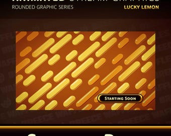 Screens Pack - Stream Package for TWITCH, YOUTUBE - Rounded Graphic - Animated Screen and Text - Lucky Lemon (YELLOW)