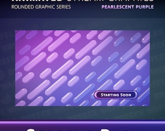 Screens Pack - Stream Package for TWITCH, YOUTUBE - Rounded Graphic - Animated Screen and Text - Pearlescent Purple