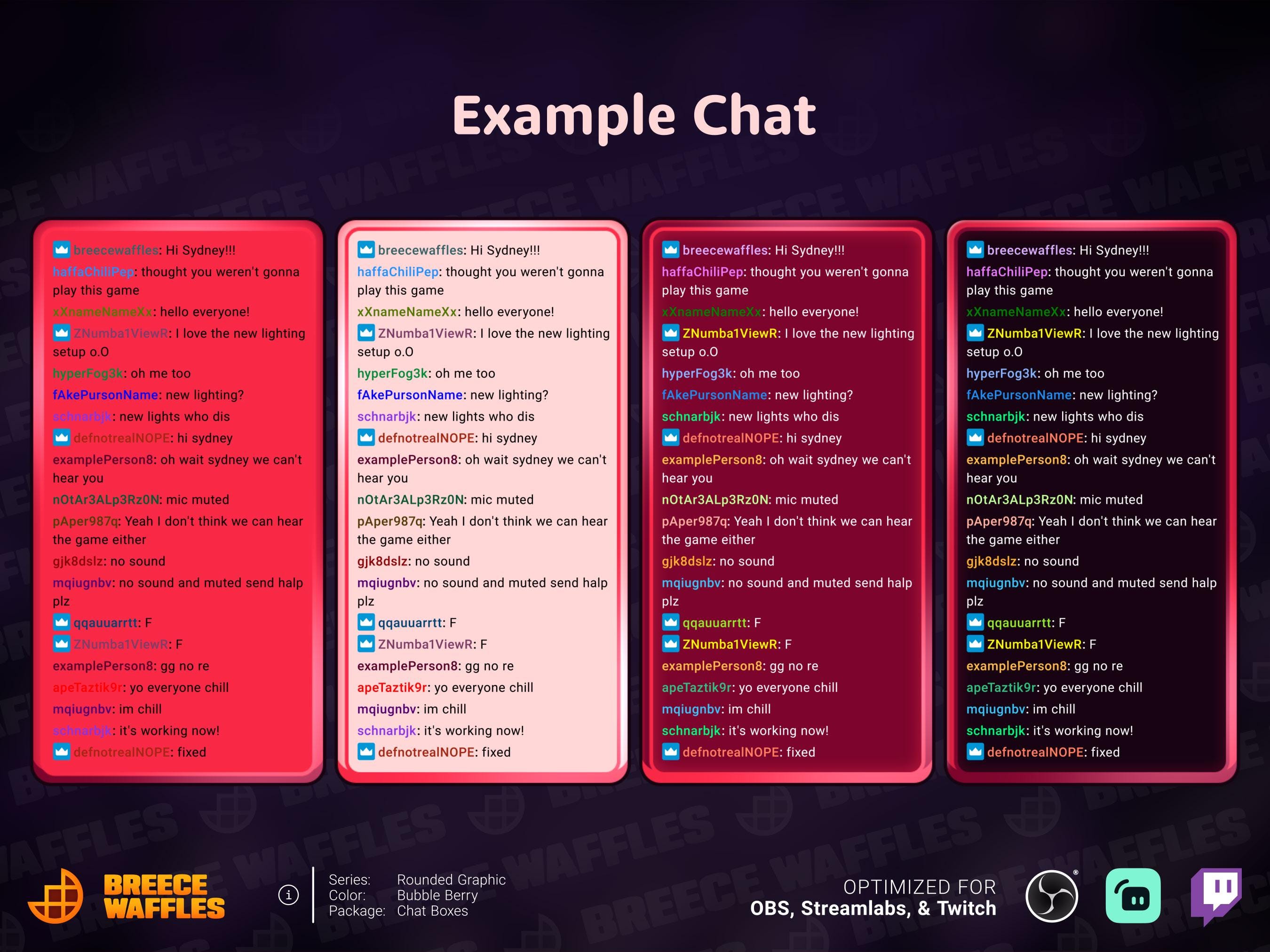 Mini Game Chat Box Chat Boxes Pack - Stream Package for TWITCH - Rounded Graphic ...