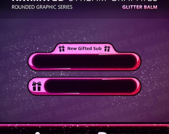 Alerts Pack - Stream Package for TWITCH - Rounded Graphic - Icons, Animated Alerts - Glitter Balm (PINK)