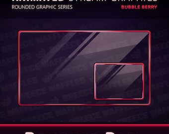 Pacote de Bordas - Pacote de Transmissão para TWITCH - Gráfico Arredondado - Bordas Animadas - Bubble Berry (RED)