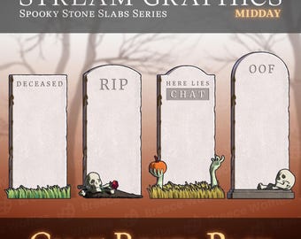 Gravestone Chat Boxes Pack - Halloween Stream Package for TWITCH - Chat Box PNGs - Midday Theme