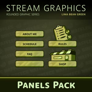 Panels Pack - Stream Package for TWITCH - Rounded Graphic - Panels and Stickers - Lima Bean (GREEN)