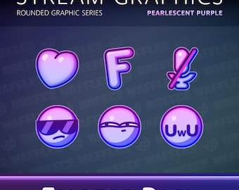 Emotes Pack - Stream Package for TWITCH - Rounded Graphic - Twelve Basic Emotes - Pearlescent Purple