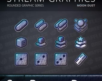 Sub Badges Pack - Stream Package for TWITCH - Rounded Graphic - Three Sets of Sub Badges to Mix and Match - Moon Dust (GRAY)