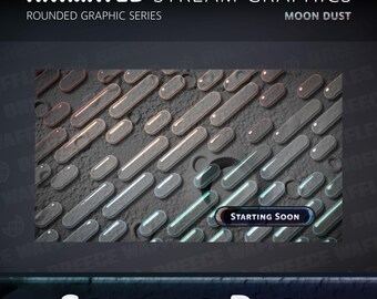 Screens Pack - Stream Package for TWITCH, YOUTUBE - Rounded Graphic - Animated Screen and Text - Moon Dust (GRAY)