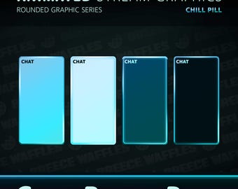 Chat Boxes Pack - Stream Package for TWITCH - Rounded Graphic - Animated Chat Boxes - Chill Pill (BLUE)