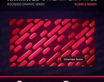 Screens Pack - Stream Package for TWITCH, YOUTUBE - Rounded Graphic - Animated Screen and Text - Bubble Berry (RED)