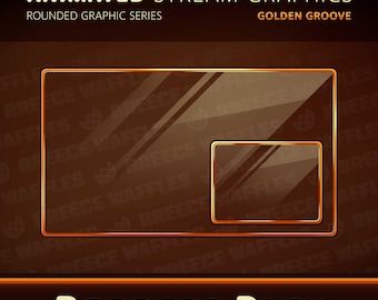 Paquete de bordes - Paquete de transmisión para TWITCH - Gráfico redondeado - Bordes animados - Surco dorado (dorado/naranja)