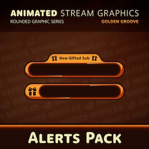 Alerts Pack - Stream Package for TWITCH - Rounded Graphic - Icons, Animated Alerts - Golden Groove (GOLD/ORANGE)