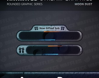 Alerts Pack - Stream Package for TWITCH - Rounded Graphic - Icons, Animated Alerts - Moon Dust (GRAY)