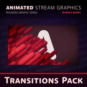 Transitions Pack - Stream Package for TWITCH - Rounded Graphic - 2 Track Matte Stinger Transitions - Bubble Berry (RED)