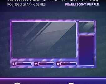 Overlays Pack - Stream Package for TWITCH - Rounded Graphic - Screen, Borders, Labels, Chat Boxes - Pearlescent Purple