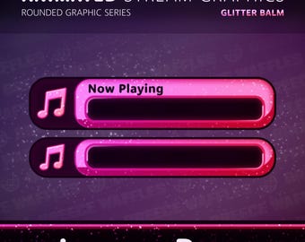 Labels Pack - Stream Package for TWITCH - Rounded Graphic - Icons, Animated Labels and Label Bars - Glitter Balm (PINK)