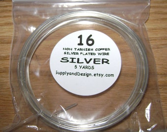 16 Gauge Silver Non Tarnish Permanently Colored Enameled Wire, 15 Feet