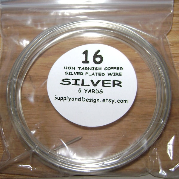 16 Gauge Silver Non Tarnish Permanently Colored Enameled Wire, 15 Feet