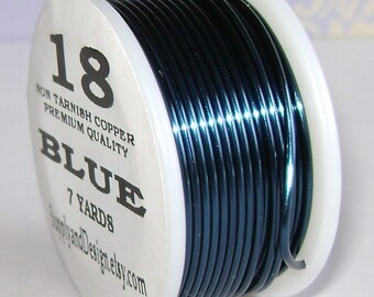 18 Gauge Blue Non Tarnish Permanently Colored Enameled Wire, 21 feet