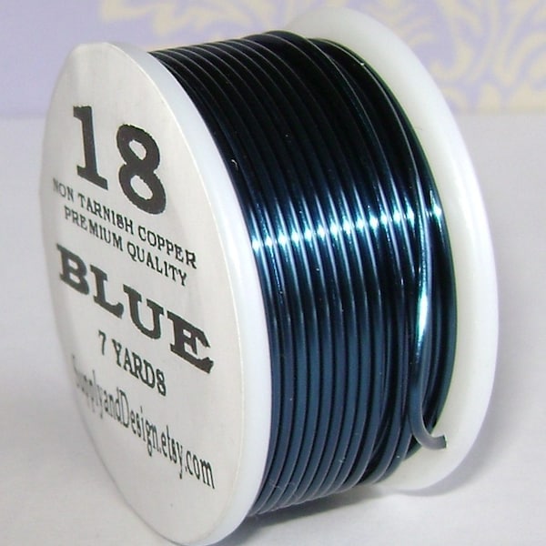 18 Gauge Blue Non Tarnish Permanently Colored Enameled Wire, 21 feet