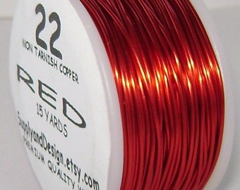 22 Gauge Red Non Tarnish Permanently Colored Enameled Wire, 45 Feet