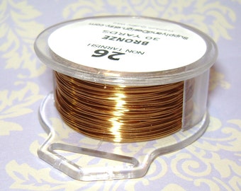 26 Gauge Bronze Non Tarnish Permanently Colored Enameled Wire, 90 feet