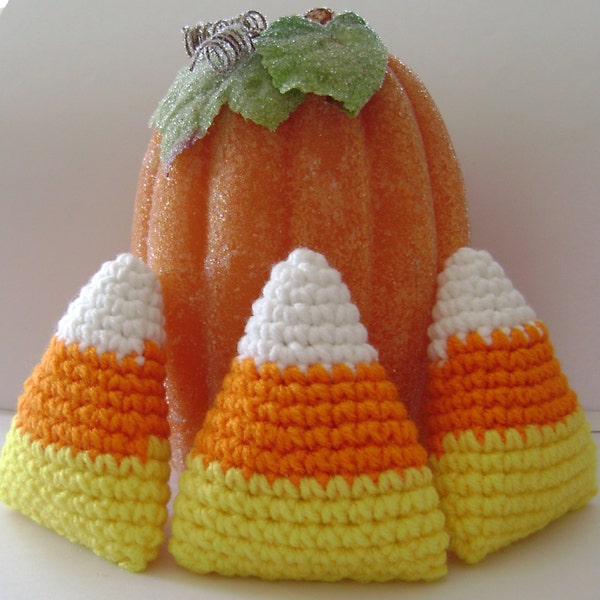 Set of 3 Crochet Candy Corn, Fall Home Decor , Play Food, Plush Halloween Play Candy - READY TO SHIP!