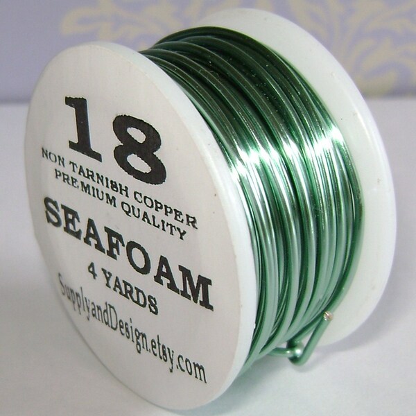 18 Gauge Seafoam Non Tarnish Permanently Colored Enameled Wire, 12 Feet