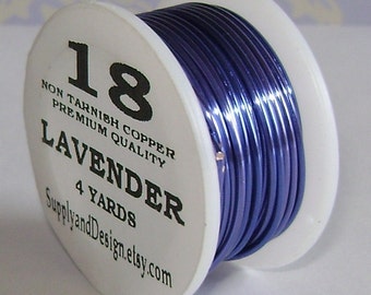 18 Gauge Lavender Non Tarnish Permanently Colored Enameled Wire, 12 Feet