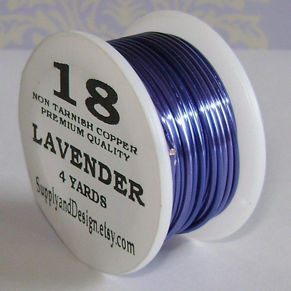 18 Gauge Lavender Non Tarnish Permanently Colored Enameled Wire, 12 Feet