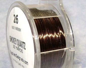 26 Gauge Smokey Quartz Non Tarnish Permanently Colored Enameled Wire, 90 feet