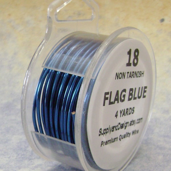 18 Gauge Flag Blue Non Tarnish Permanently Colored Enameled Wire, 12 Feet