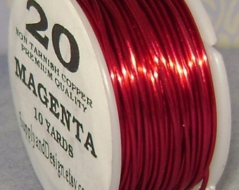 20 Gauge Magenta Non Tarnish Permanently Colored Enameled Wire, 30 Feet