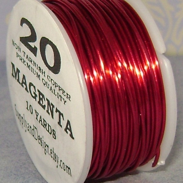 20 Gauge Magenta Non Tarnish Permanently Colored Enameled Wire, 30 Feet