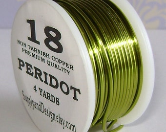 18 Gauge Peridot Non Tarnish Permanently Colored Enameled Wire, 12 Feet