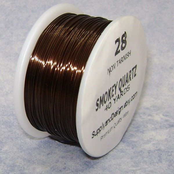 28 Gauge Smokey Quartz Non Tarnish Permanently Colored Enameled Wire, 120 feet