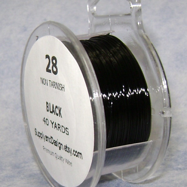 28 Gauge Black Non Tarnish Permanently Colored Enameled Wire, 120 feet