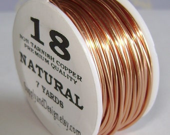 18 Gauge Natural (Copper) Non Tarnish Permanently Colored Enameled Wire, 21 feet