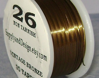 26 Gauge Vintage Bronze Non Tarnish Permanently Colored Enameled Wire, 90 feet