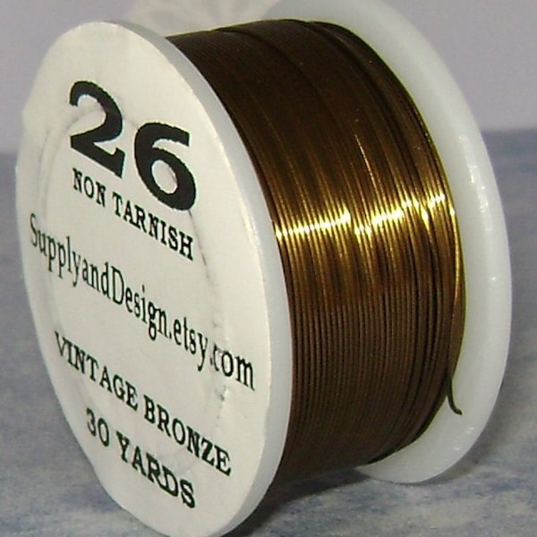 26 Gauge Vintage Bronze Non Tarnish Permanently Colored Enameled Wire, 90 feet