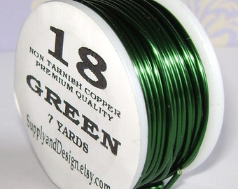 18 Gauge Green Non Tarnish Permanently Colored Enameled Wire, 21 feet