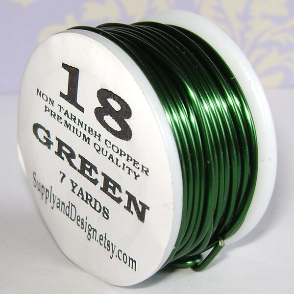18 Gauge Green Non Tarnish Permanently Colored Enameled Wire, 21 feet