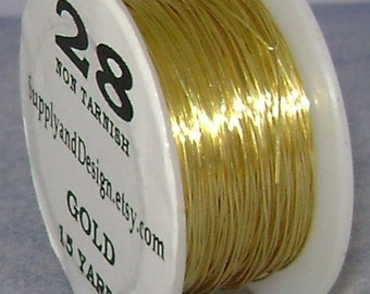 28 Gauge Gold Non Tarnish Permanently Colored Enameled Wire, 45 feet