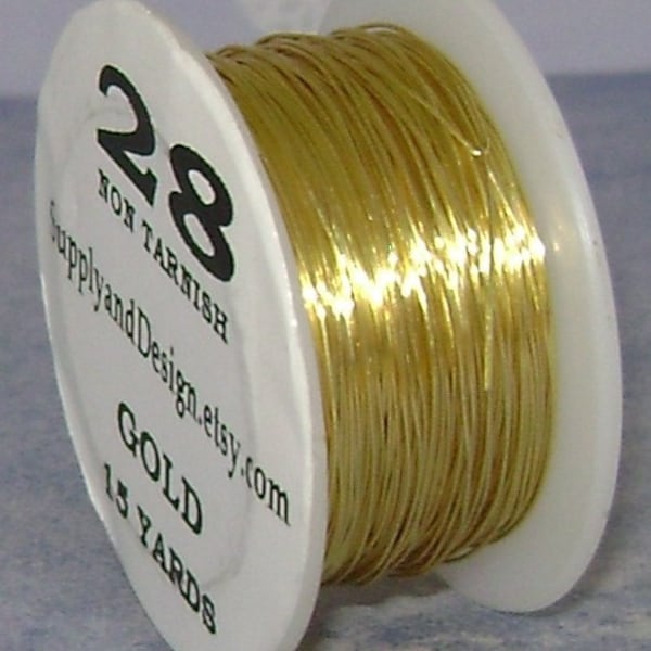 28 Gauge Gold Non Tarnish Permanently Colored Enameled Wire, 45 feet
