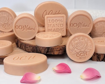 Gesichtsreinigungsseife mit Rose und Sheabutter: Hagebutte | Manuka-Honig | Rosa Tonerde | Handgefertigt