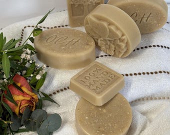 Handmade Olive Oil Soap: Fragrance Free | Shea Butter | Oatmeal |  Honey | For Dry Skin