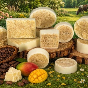 Talg-Mango-Kakaoseife | Duftstofffrei | Handgefertigtes Luxus-Talgseifenstück | Intensiv feuchtigkeitsspendend | Für trockene, empfindliche Haut