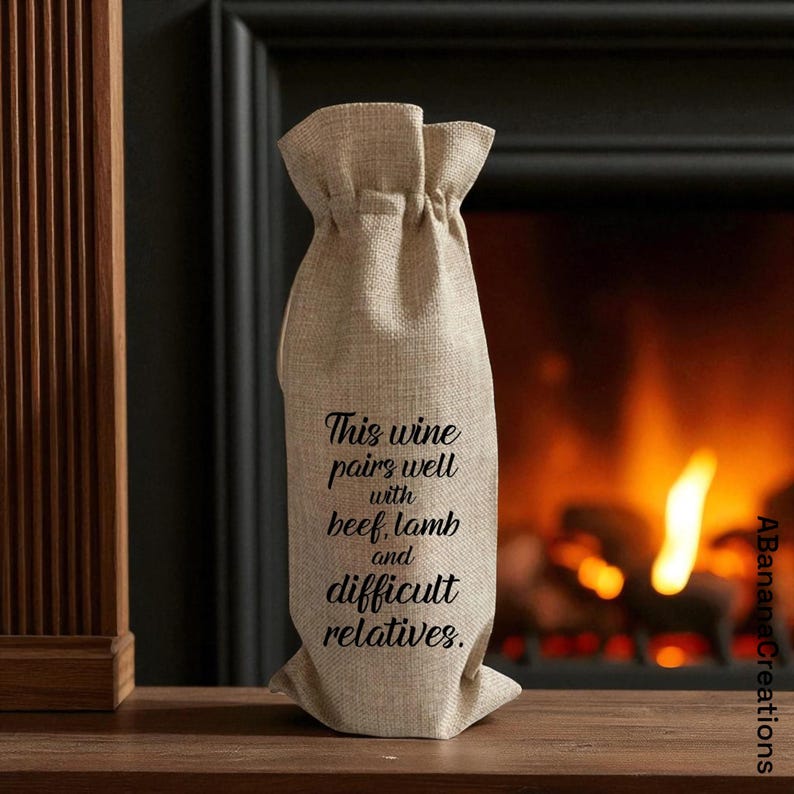 Wine Bag-This Wine Pairs Well with Beef, Lamb and Difficult Relatives- Funny Wine Bags, Gifts For Wine Lovers, Wine Gift Bag, Wine Quotes