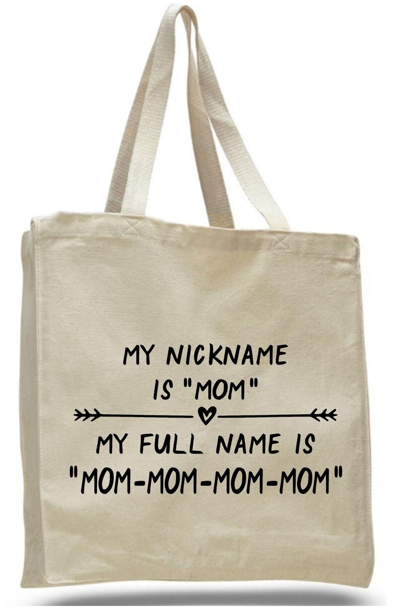 But My Full Name is Mom Mom Mom Mom- Funny Quote Shopping Tote Canvas Tote Mom Quotes Exercise Bag Tote Bag- My Nickname is Mom