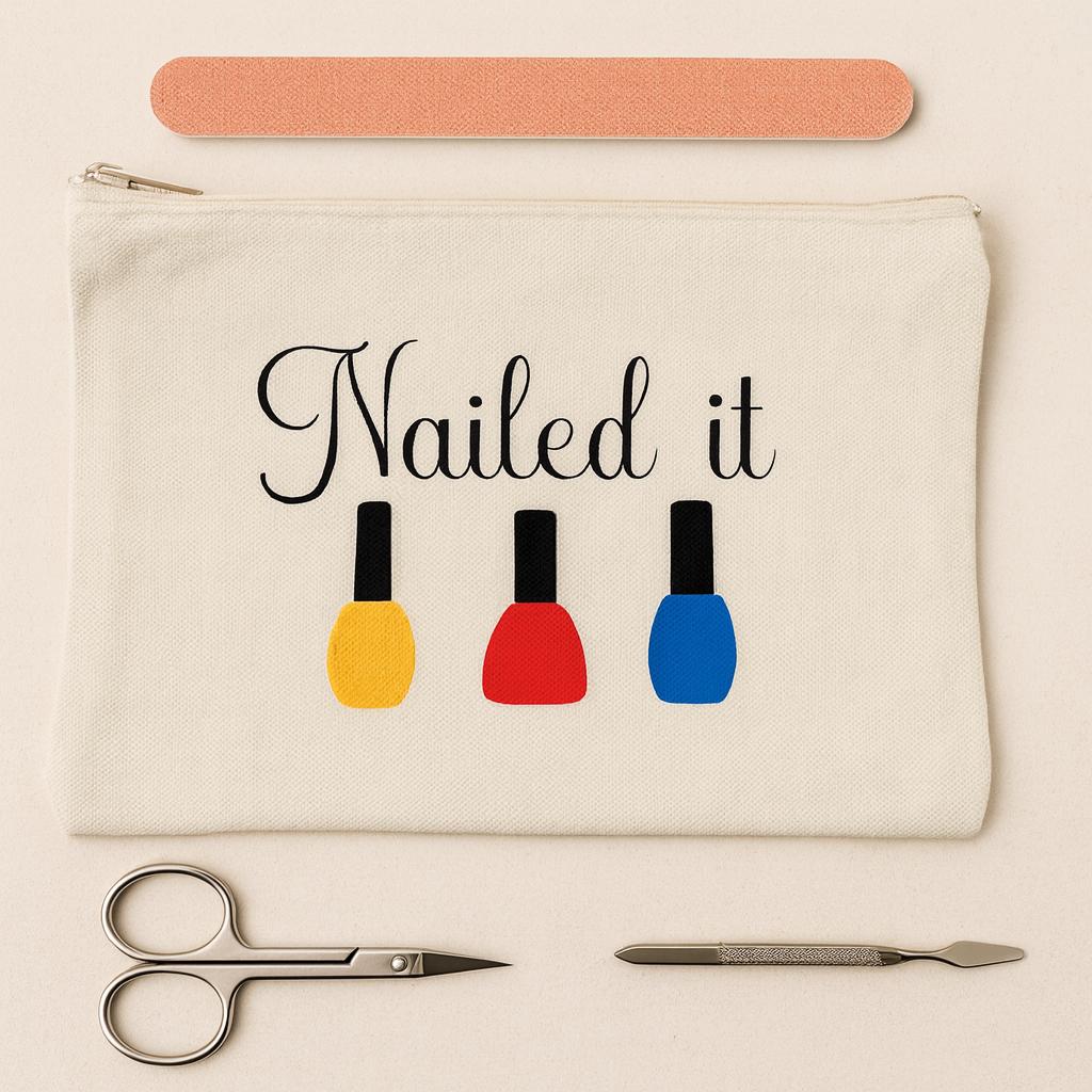 Nailed It Manicure Bag - Nail Polish Cosmetic Pouch, Beauty Makeup Organizer, Pedicure Travel Bag, Toiletry Gift for Her