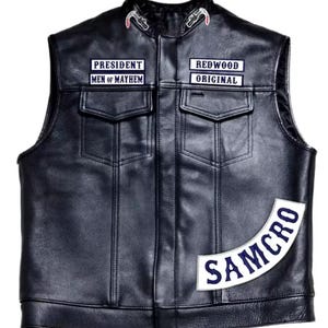 Mens Biker Vest, SOA Vest, Sons of Anarchy Vest in Black