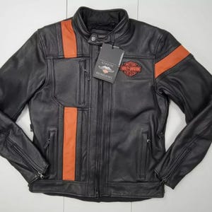 Blouson motard imperméable Harley-Davidson noir pour homme Hwy-100, cuir de vachette véritable, résistant, veste moto